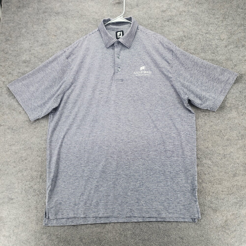 FootJoy Polo Shirt Mens XL Short Sleeve Gray Striped Golf Performance